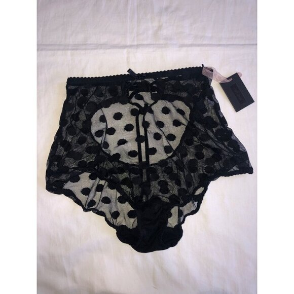 Nasty Gal S/M Lingerie Black Net Polka Dot Cut Out Cropped Sheer Goth - Picture 3 of 6